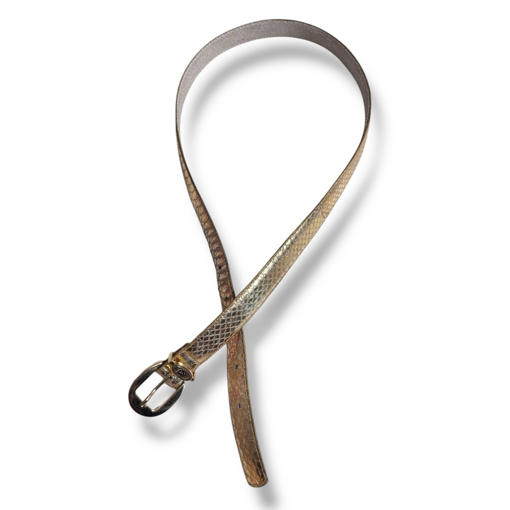 DIOR Gold Snakeskin Belt Gold Hardware Size SM VINTAGE - Picture 2 of 9